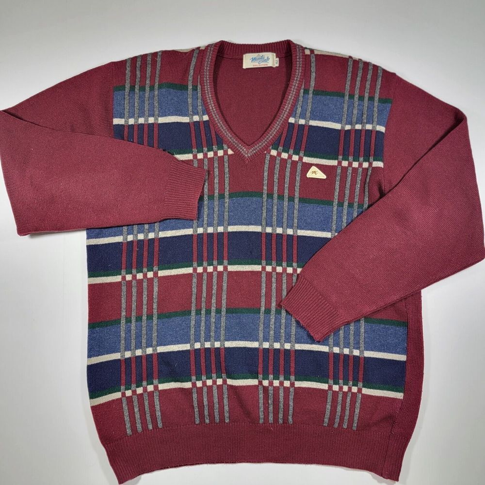 VTG‎ Monte Carlo Collection Men's Pullover Sweater V-Neck Lambs Wool Size 42